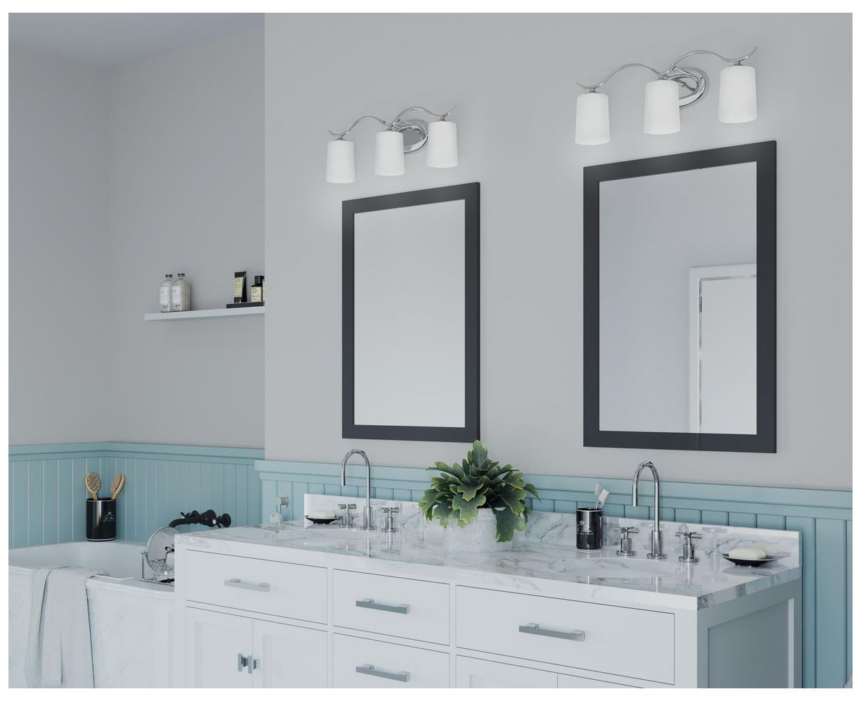 Image 2 Progress Lighting Inspire Polished Chrome 3-Light Etched Glass Vanity Light more views