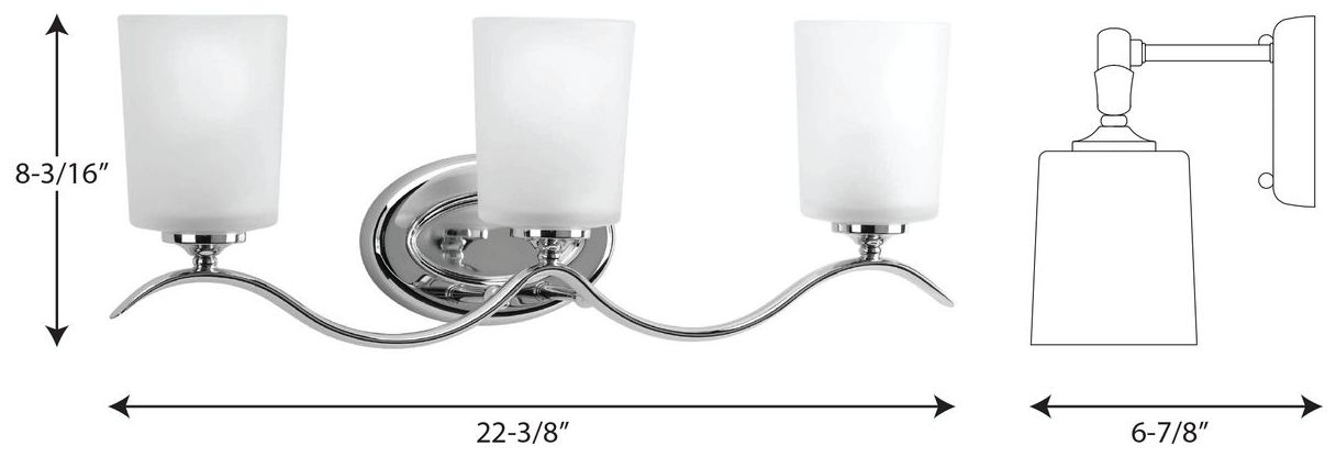 Image 6 Progress Lighting Inspire Polished Chrome 3-Light Etched Glass Vanity Light more views