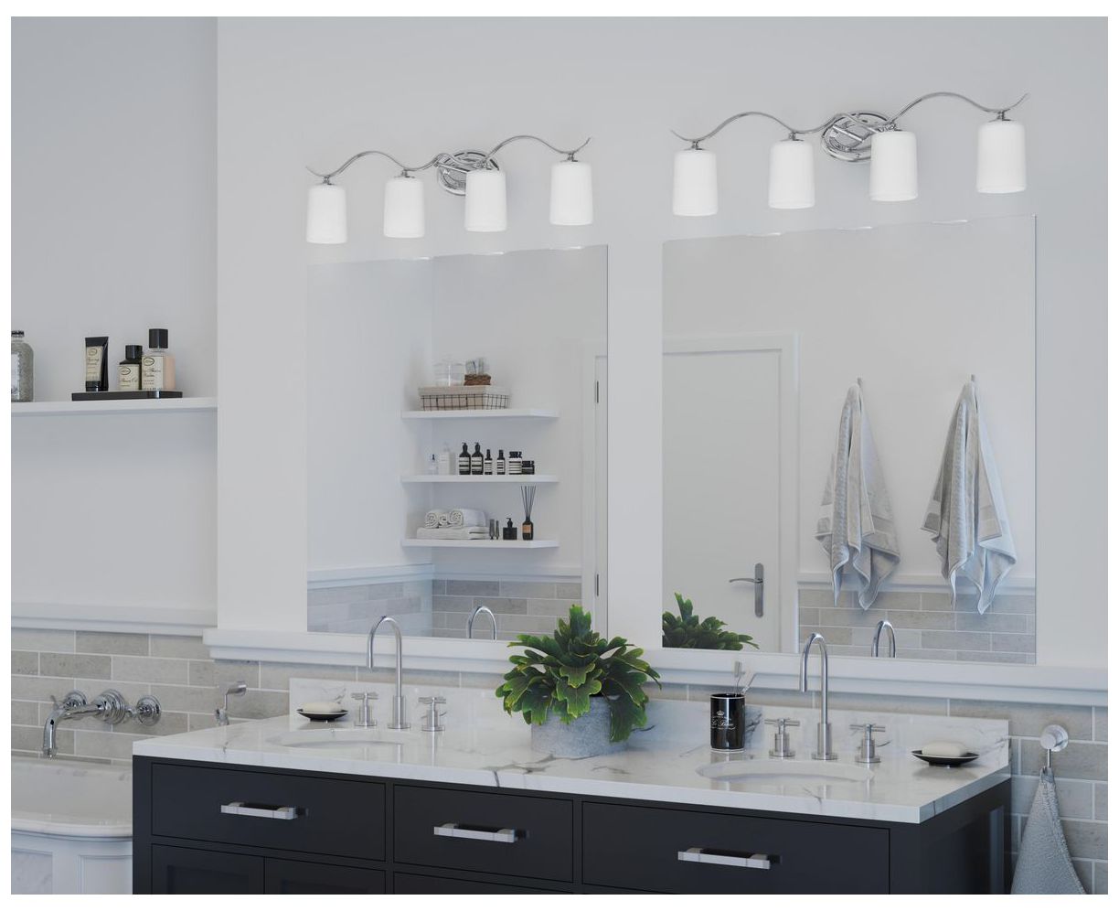Image 2 Progress Lighting Inspire Polished Chrome 4-Light Etched Glass Vanity Light more views