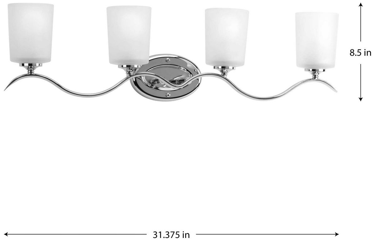 Image 6 Progress Lighting Inspire Polished Chrome 4-Light Etched Glass Vanity Light more views