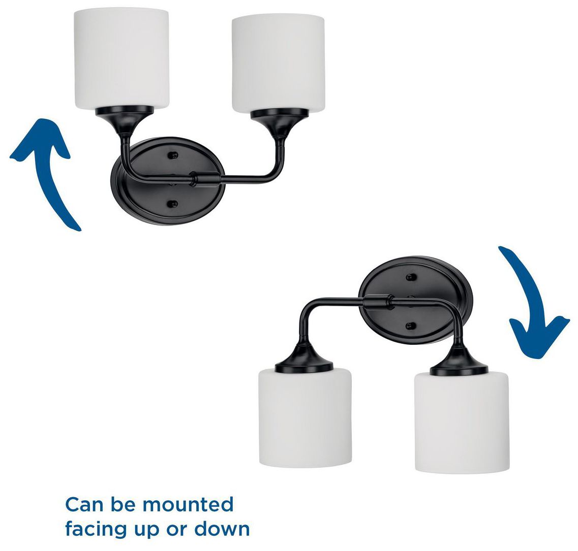 Image 7 Progress Lighting Lynzie Collection Matte Black 2-Light Vanity Light more views