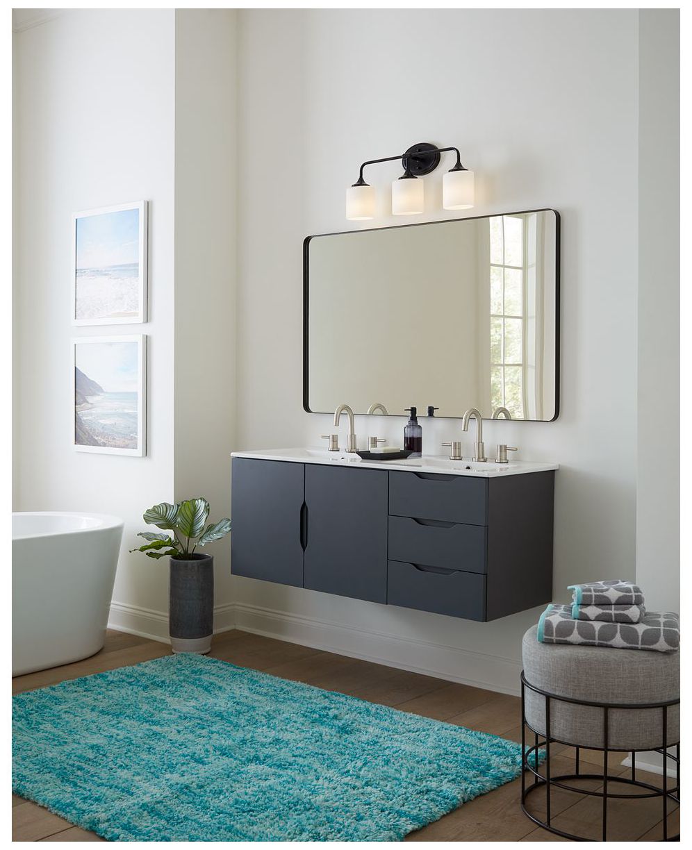 Image 2 Progress Lighting Lynzie Collection Matte Black 3-Light Vanity Light more views