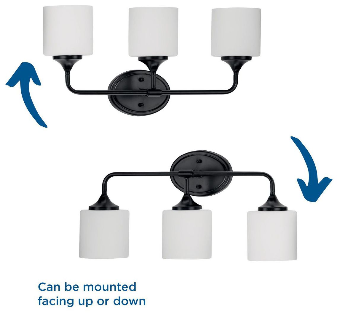 Image 6 Progress Lighting Lynzie Collection Matte Black 3-Light Vanity Light more views