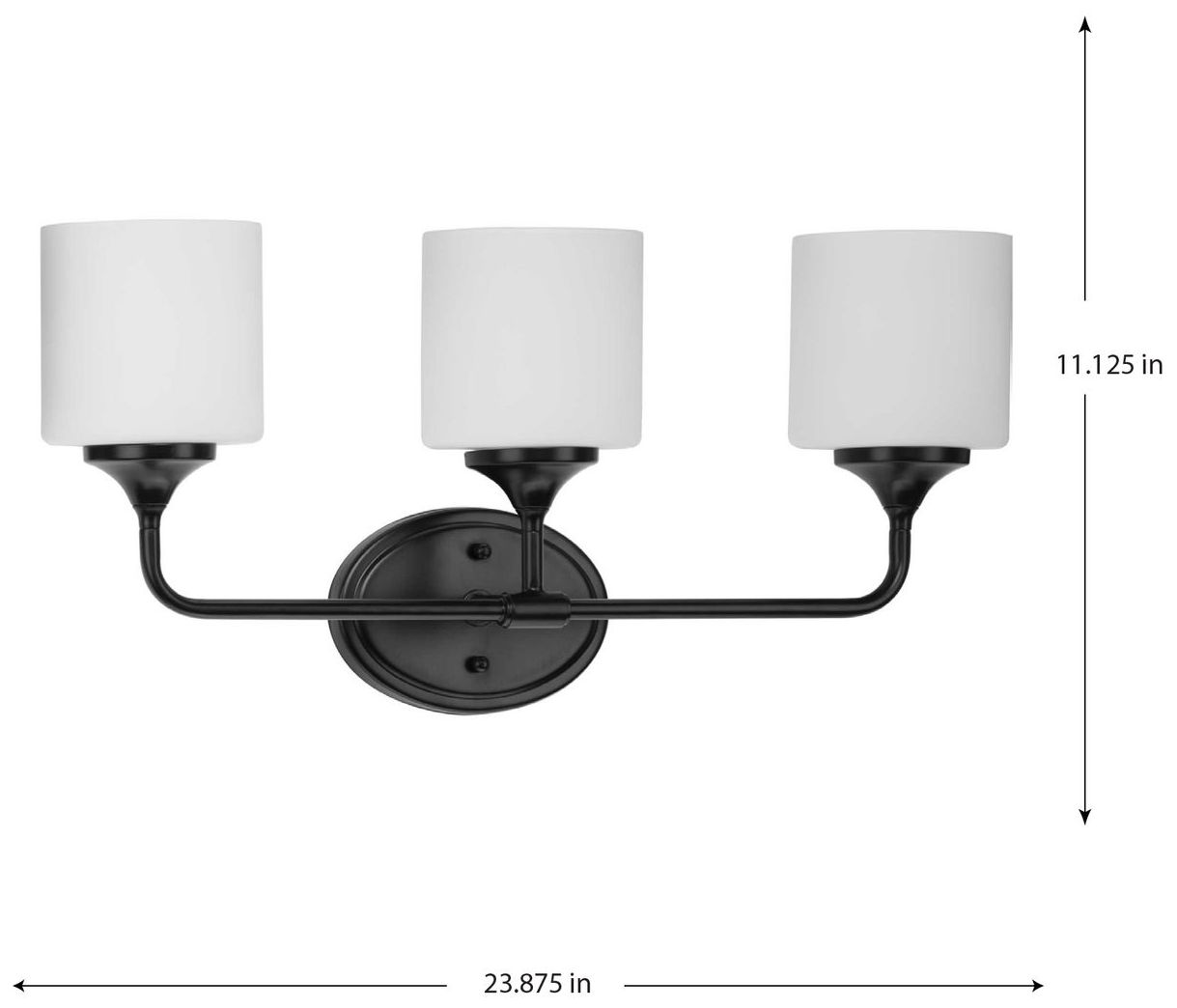 Image 7 Progress Lighting Lynzie Collection Matte Black 3-Light Vanity Light more views