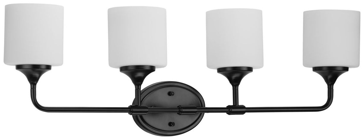 Progress Lighting Lynzie Collection Matte Black 4-Light Vanity Light