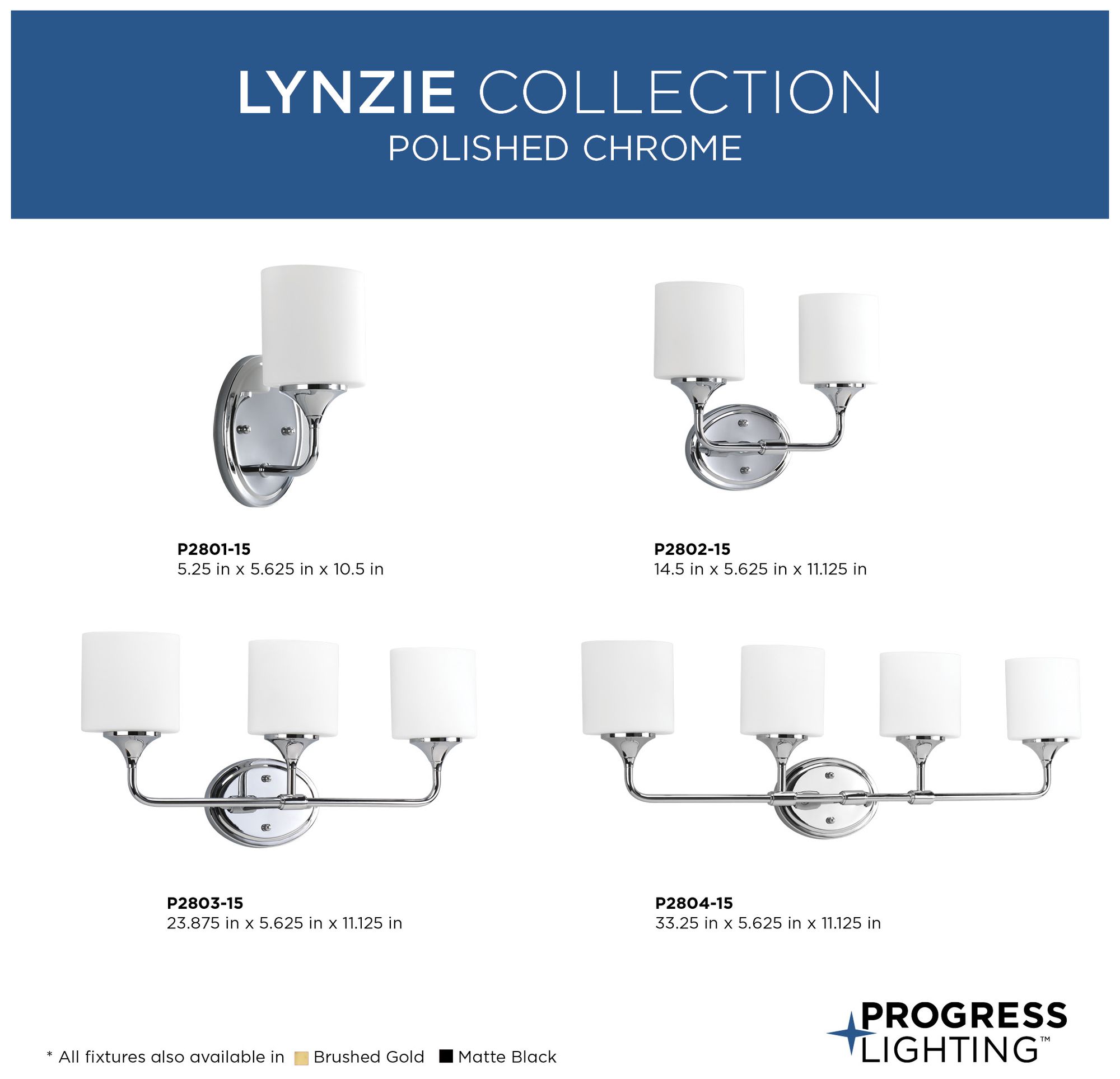 Progress Lighting Lynzie Collection Polished Chrome 2-Light Vanity Light