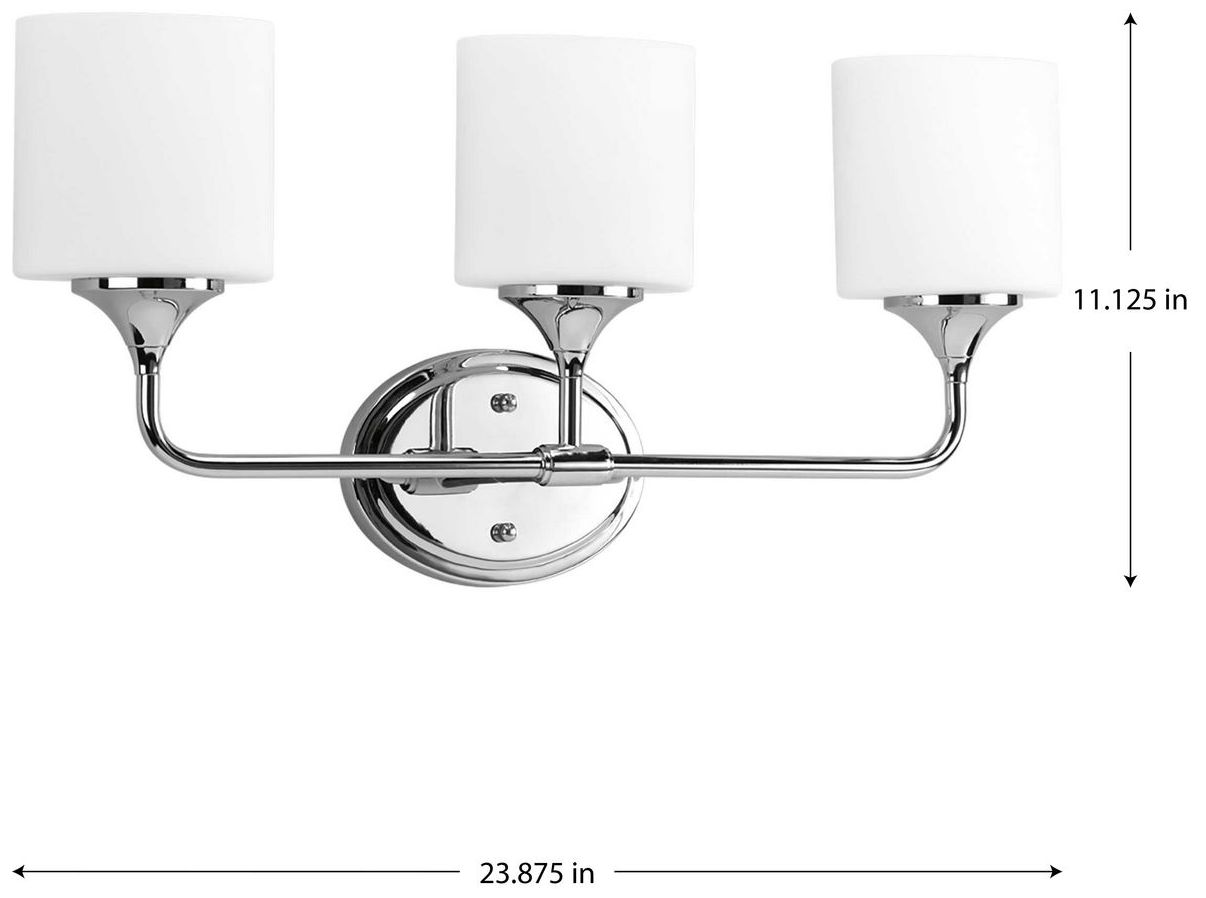 Image 6 Progress Lighting Lynzie Collection Polished Chrome 3-Light Vanity Light more views