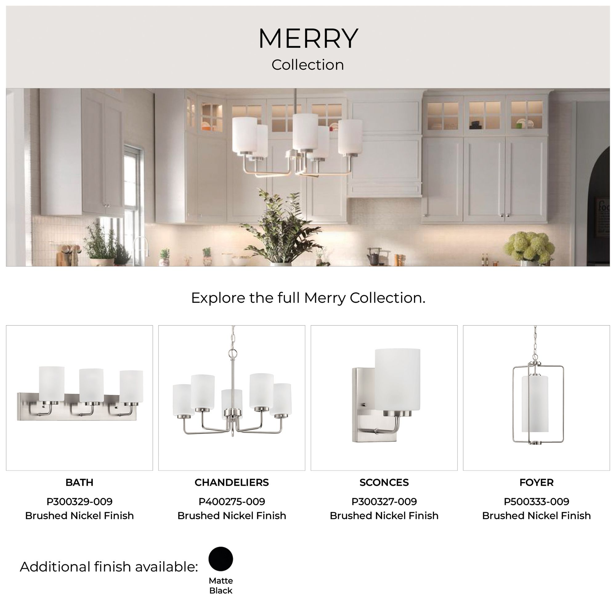 Progress Lighting Merry 3-Light Etched Glass Transitional Vanity Light