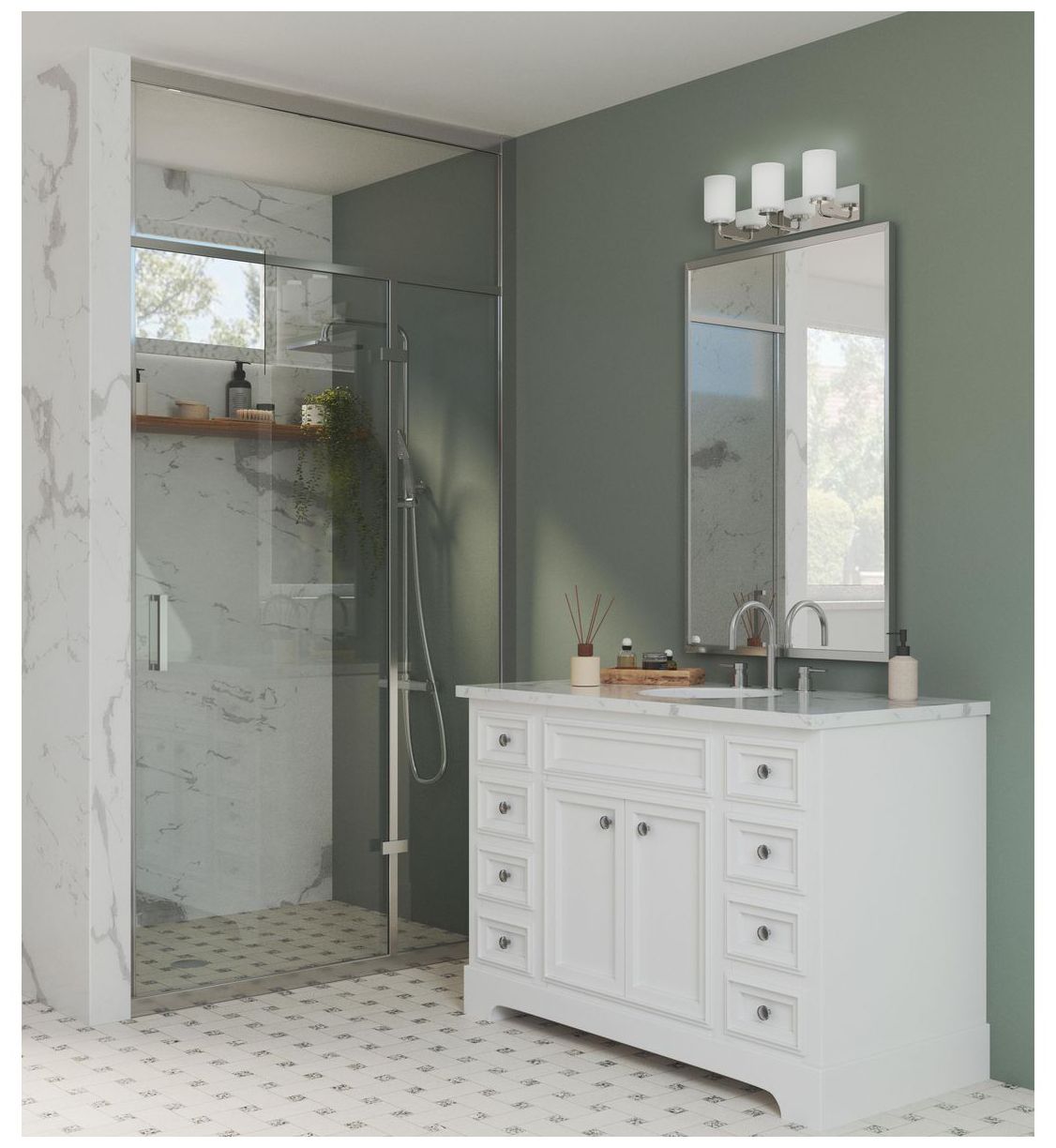 Image 3 Progress Lighting Merry 3-Light Etched Glass Transitional Vanity Light more views