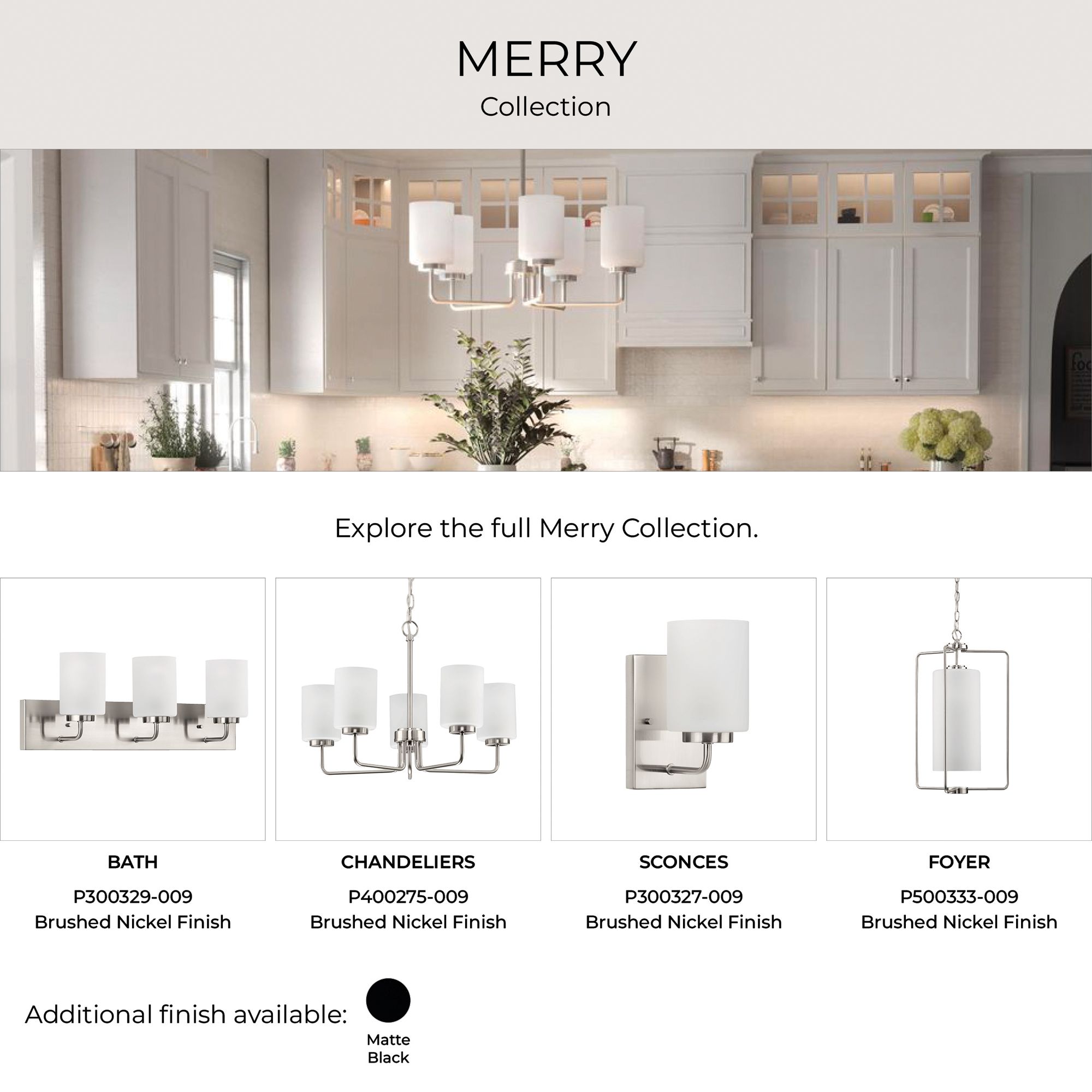 Progress Lighting Merry 4-Light Etched Glass Transitional Vanity Light