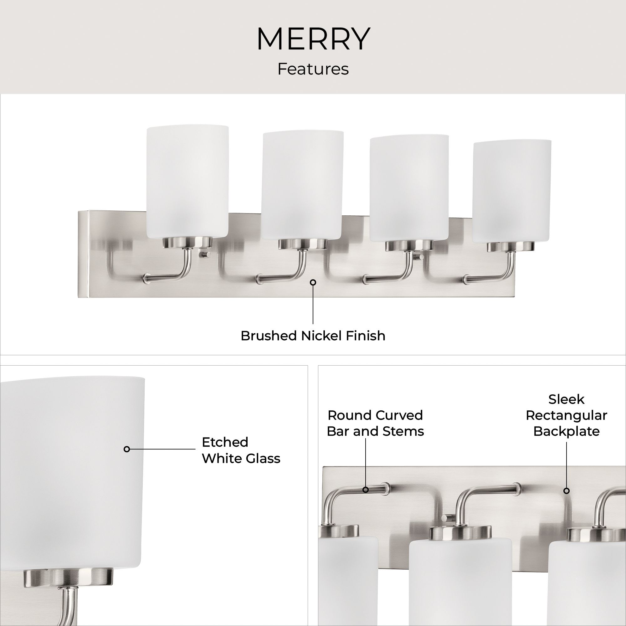 Image 4 Progress Lighting Merry 4-Light Etched Glass Transitional Vanity Light more views