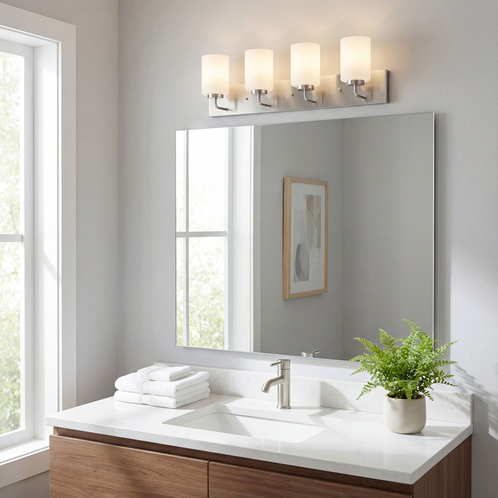 Progress Lighting Merry 4-Light Etched Glass Transitional Vanity Light