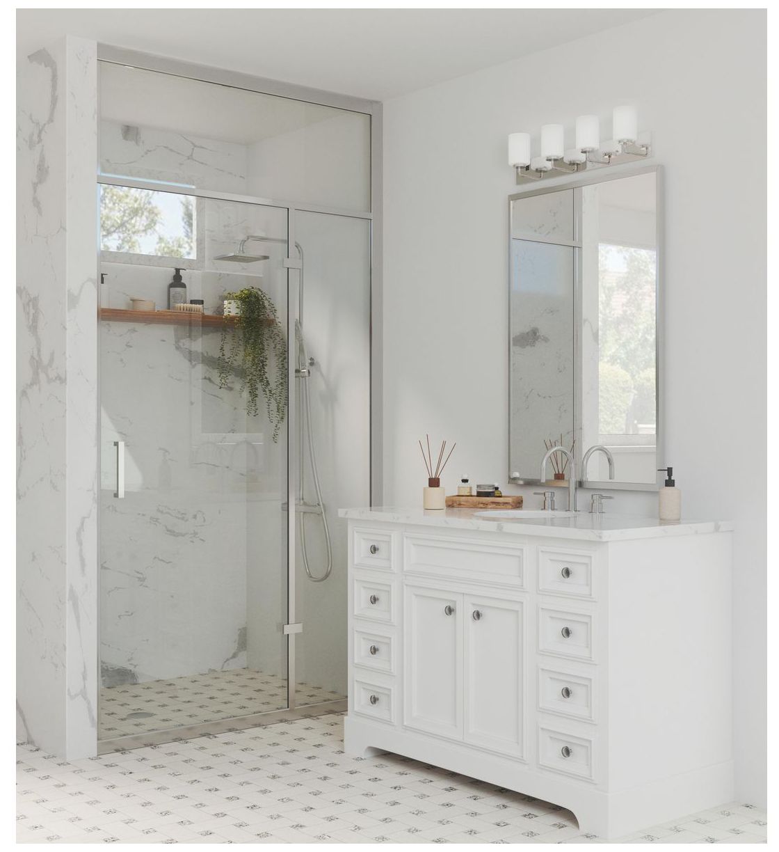 Image 2 Progress Lighting Merry 4-Light Etched Glass Transitional Vanity Light more views
