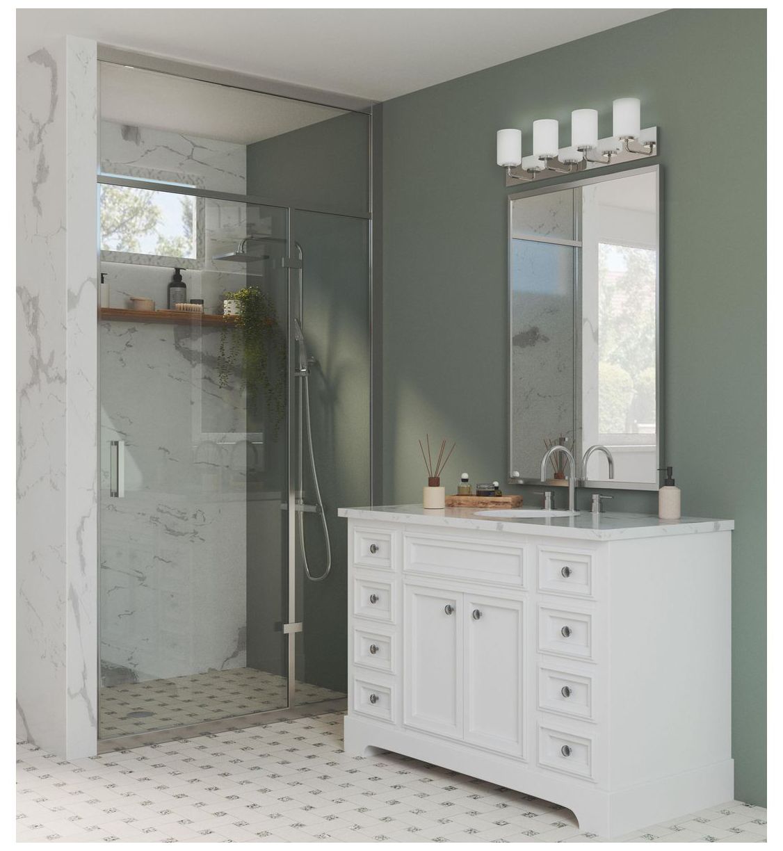 Image 3 Progress Lighting Merry 4-Light Etched Glass Transitional Vanity Light more views