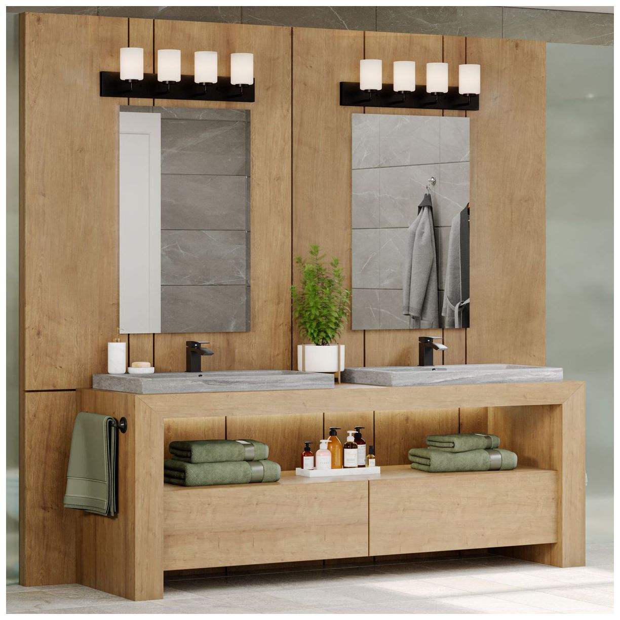 Image 2 Progress Lighting Merry 4-Light Etched Glass Transitional Vanity Light more views