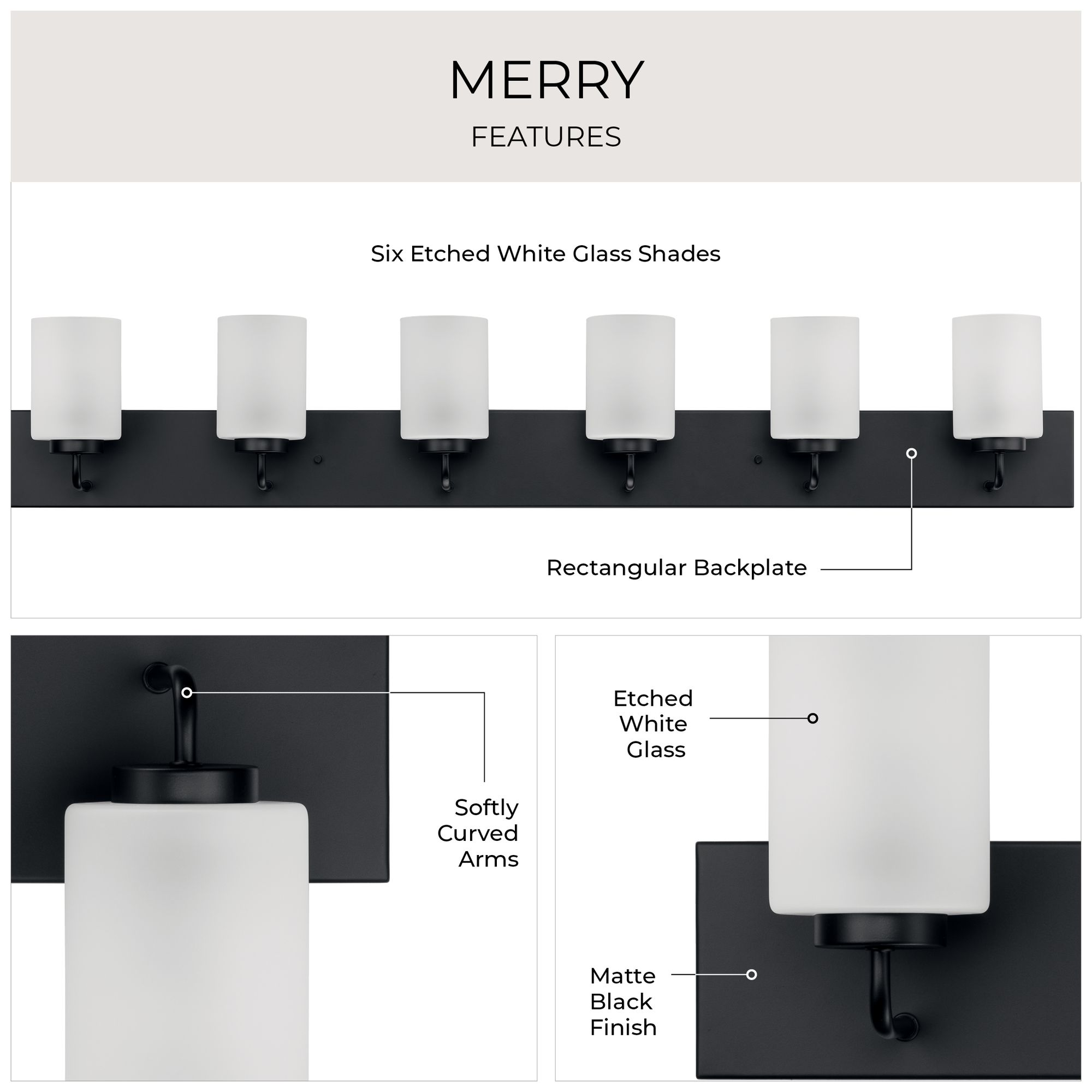 Progress Lighting Merry 6-Light Etched Glass Transitional Vanity Light