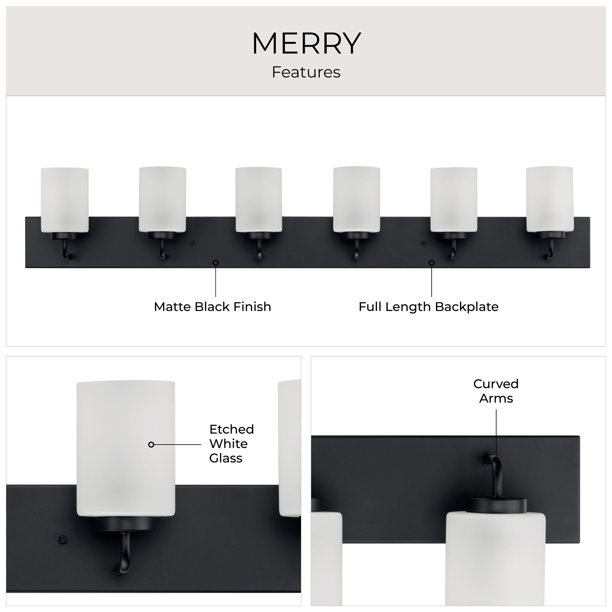 Image 4 Progress Lighting Merry 6-Light Etched Glass Transitional Vanity Light more views