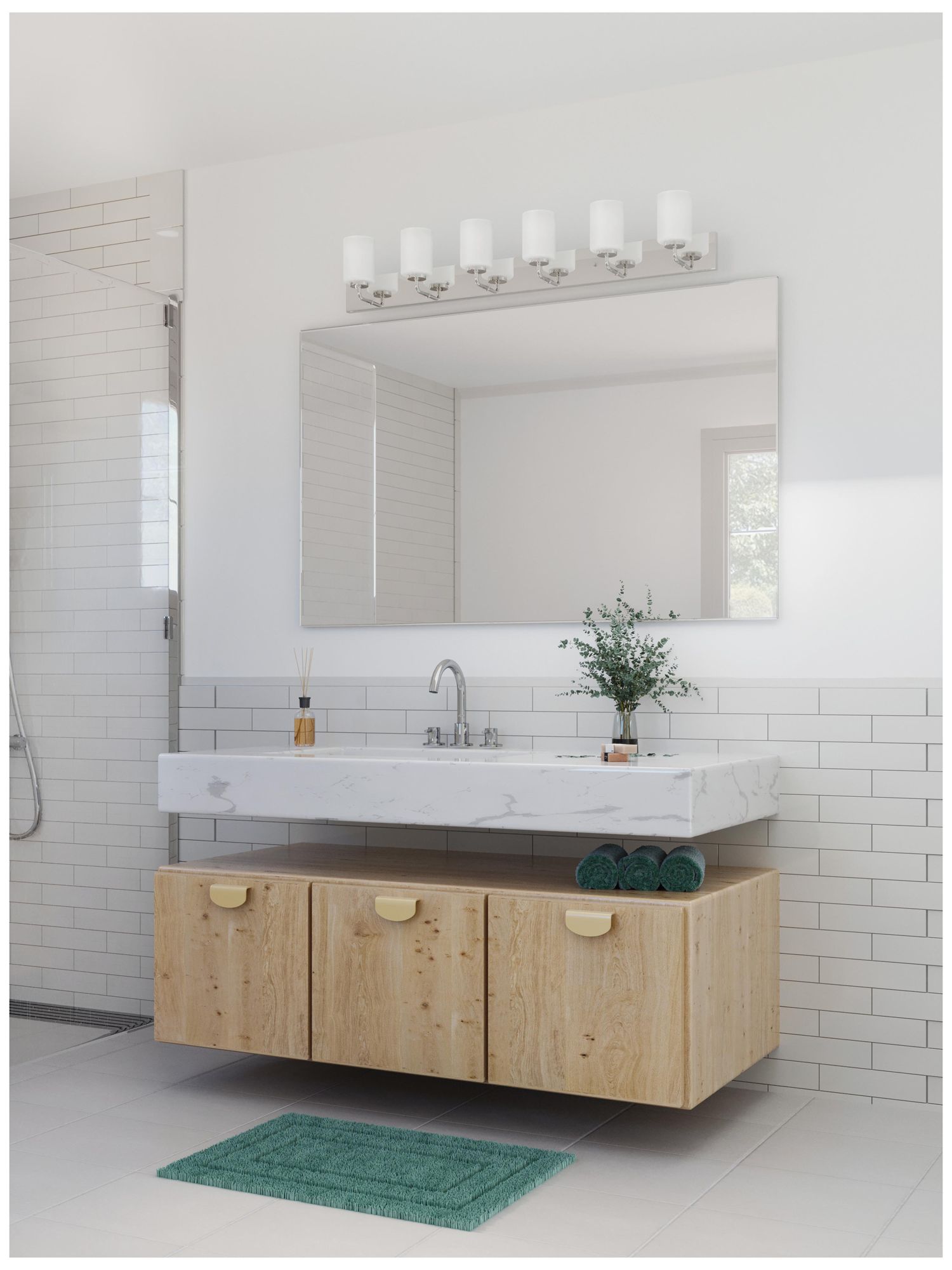 Image 2 Progress Lighting Merry 6-Light Etched Glass Transitional Vanity Light more views