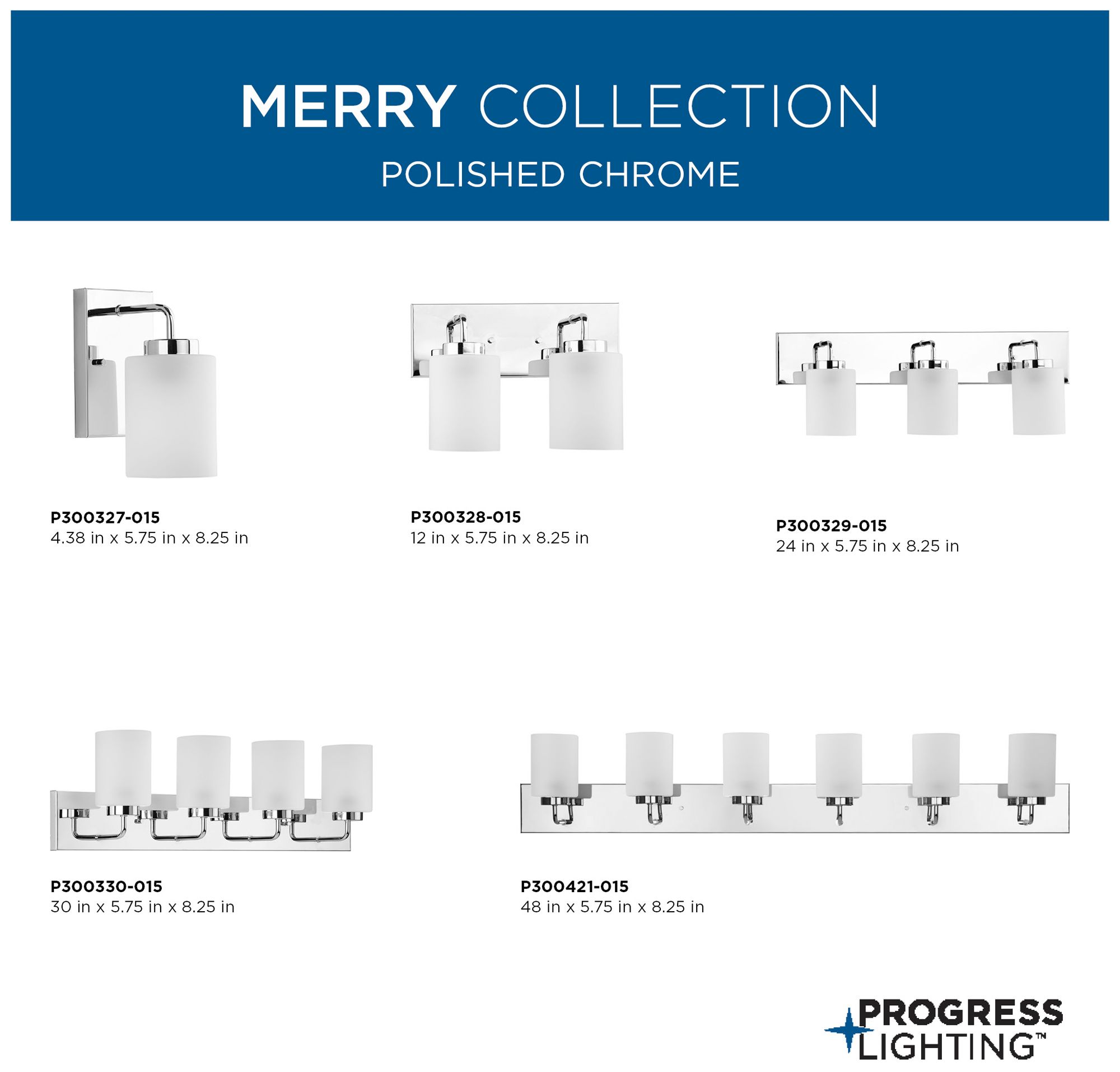 Progress Lighting Merry 6-Light Etched Glass Transitional Vanity Light