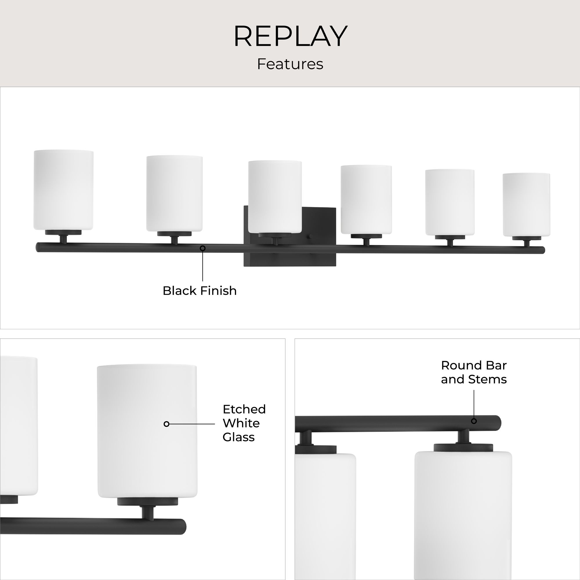 Image 4 Progress Lighting Replay 6-Light Traditional Vanity Light more views