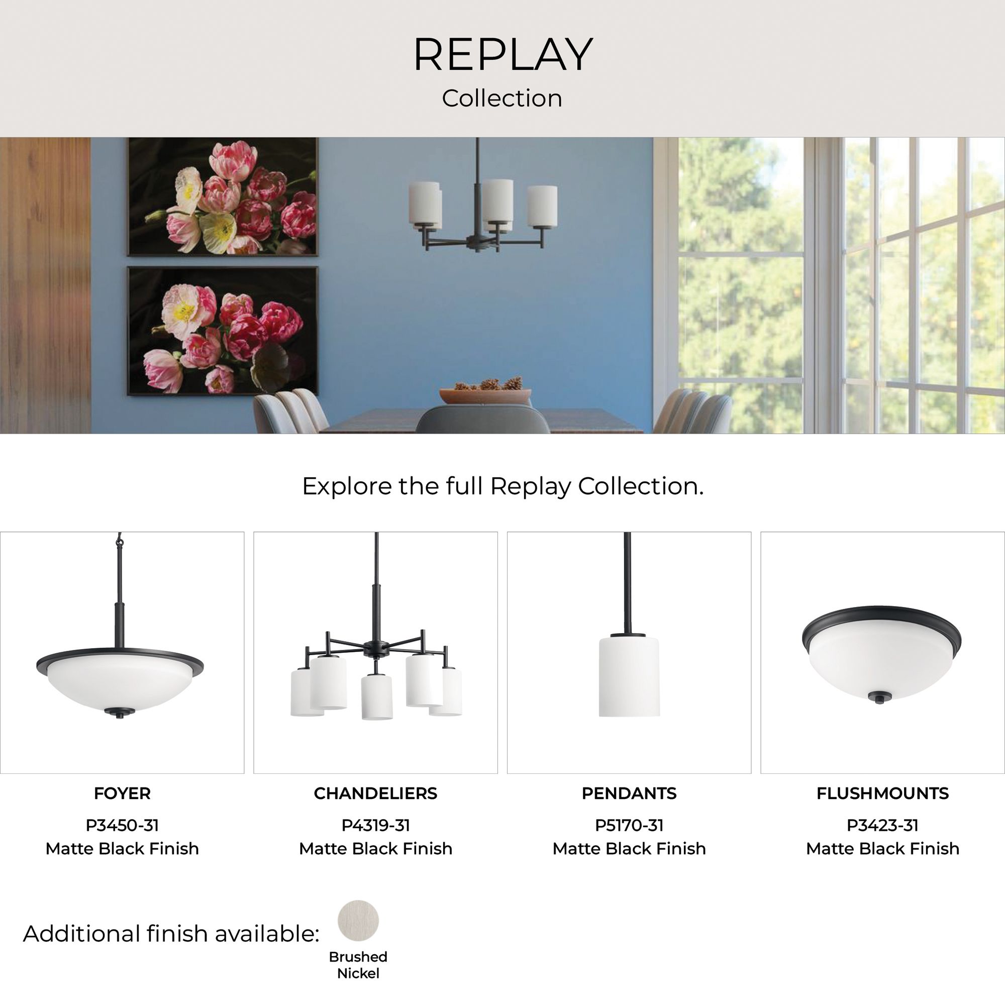 Progress Lighting Replay 6-Light Traditional Vanity Light