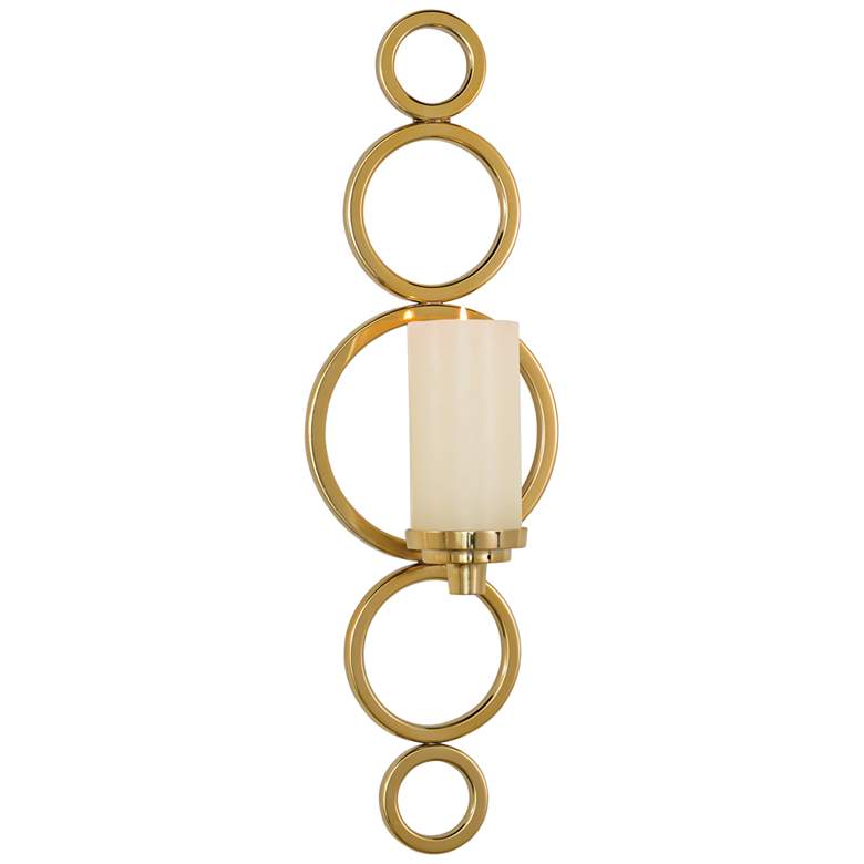 Image 1 Progressive Rings 23 1/4 inchH Brass Pillar Candle Wall Sconce