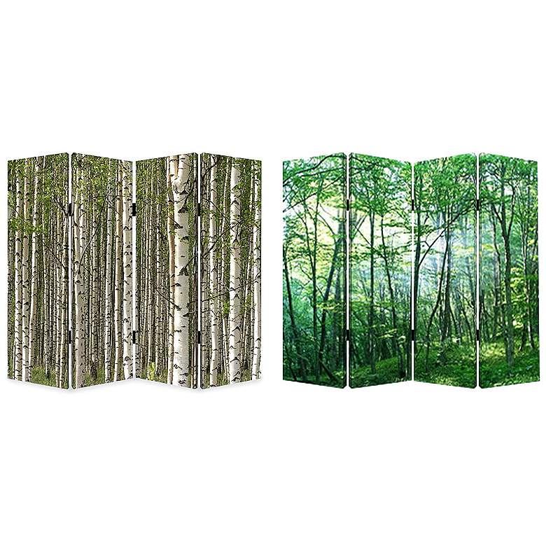 Image 3 Prolific Forrest 84" Wide Printed Canvas Screen/Room Divider more views