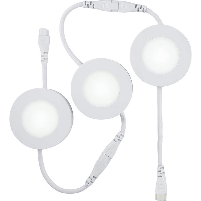 Image 1 ProLink 10.62" Wide White Plug-In LED Pucks Light Set of 3