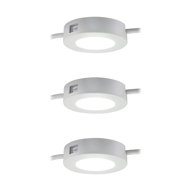 Image 2 ProLink 10.62" Wide White Plug-In LED Pucks Light Set of 3 more views