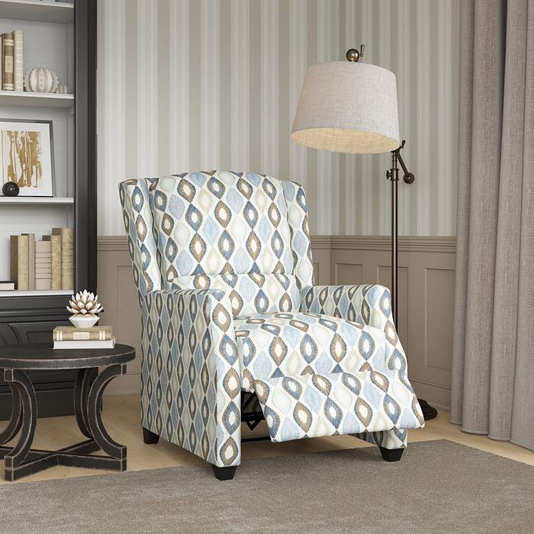 Image 1 ProLounger Blue Diamond Fabric Wingback Pushback Recliner Chair