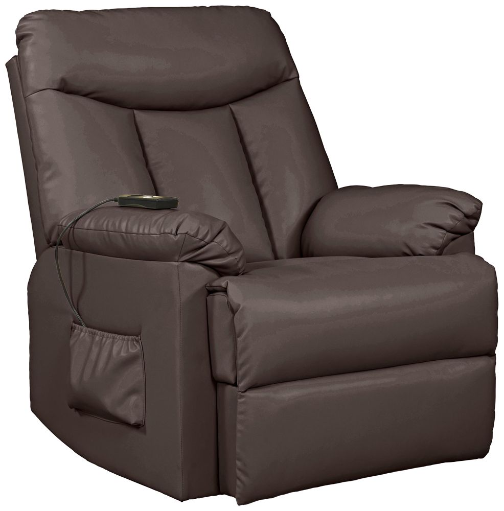 prolounger brown renu leather power lift recliner