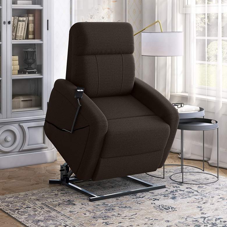 Image 1 ProLounger Chocolate Brown Chenille Power Recline Lift Chair