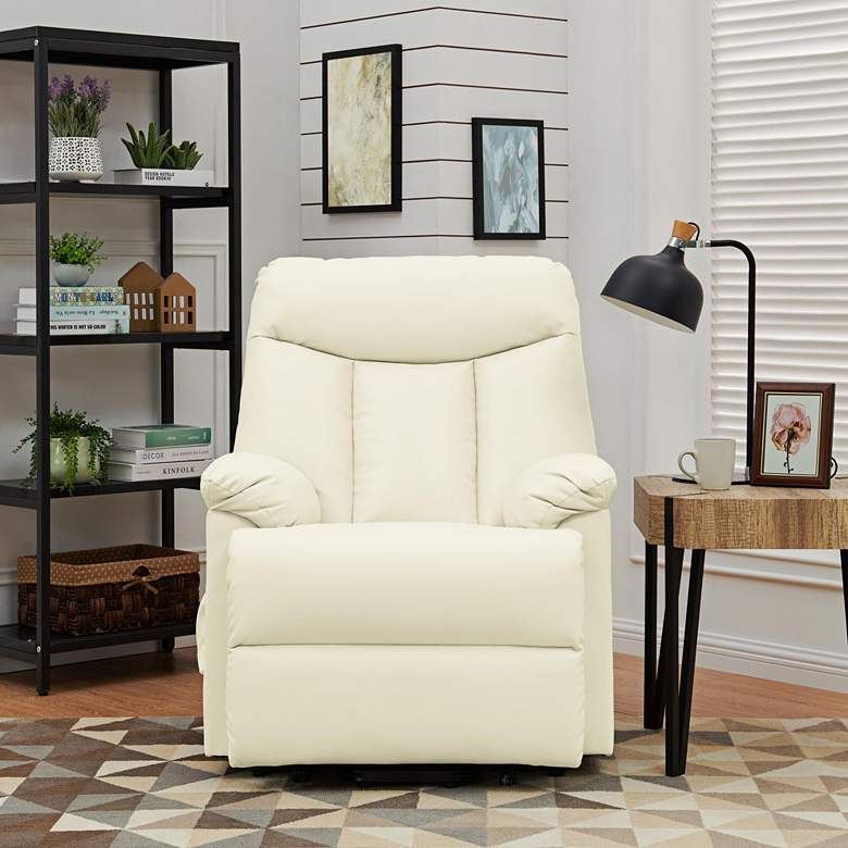 Image 1 ProLounger Cream Renu Leather Power Lift Reclining Chair