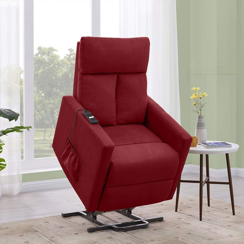 Image 1 ProLounger Red Microfiber Power Lift Recliner Chair