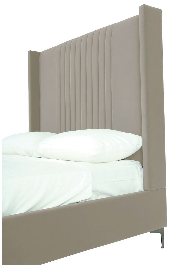 Image 5 Promenade Mid-Century Modern Velvet Upholstered Full Bed in Rustic Taupe more views