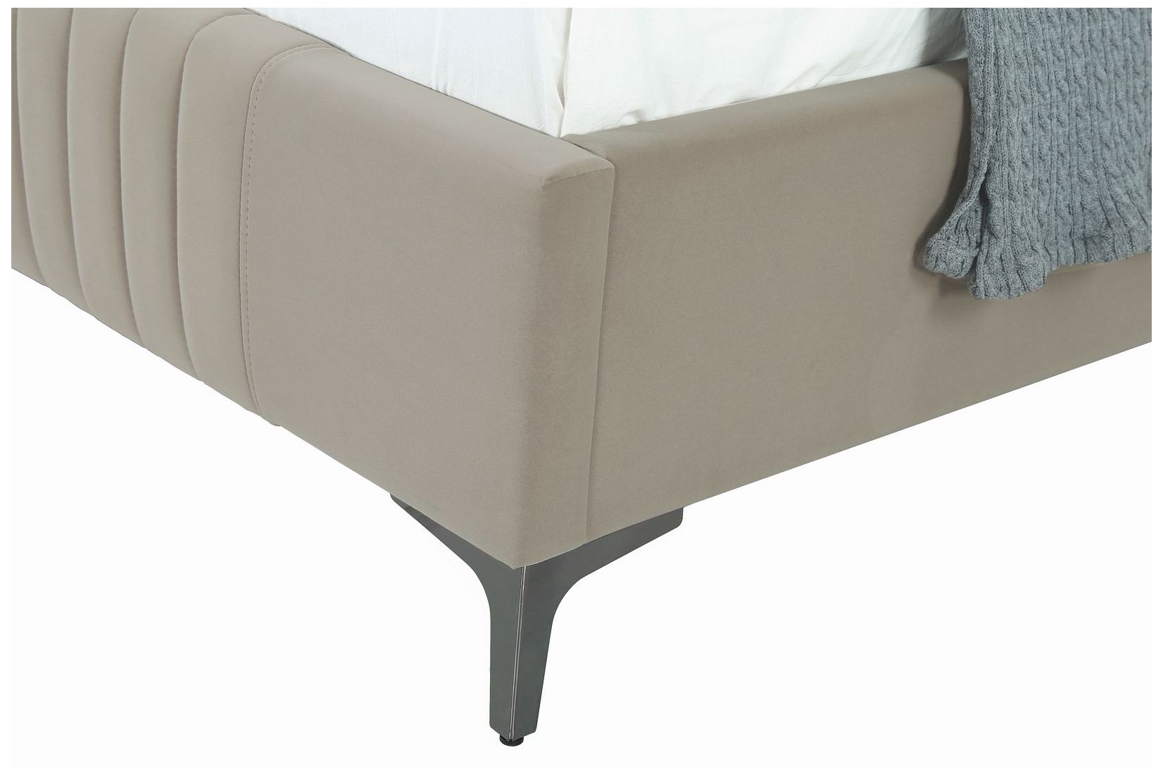Image 6 Promenade Mid-Century Modern Velvet Upholstered Full Bed in Rustic Taupe more views