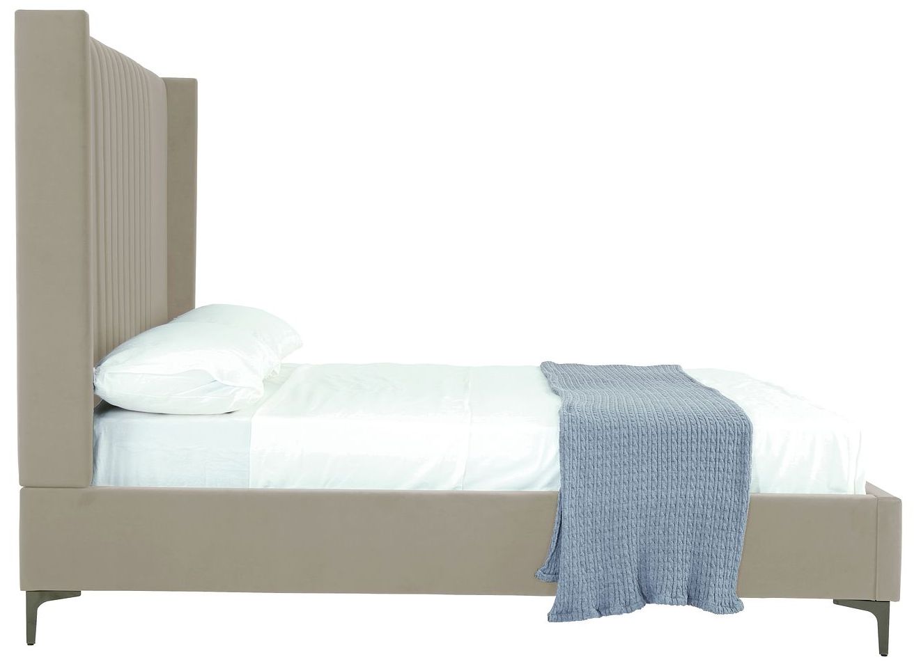Promenade Mid-Century Modern Velvet Upholstered Full Bed in Rustic Taupe