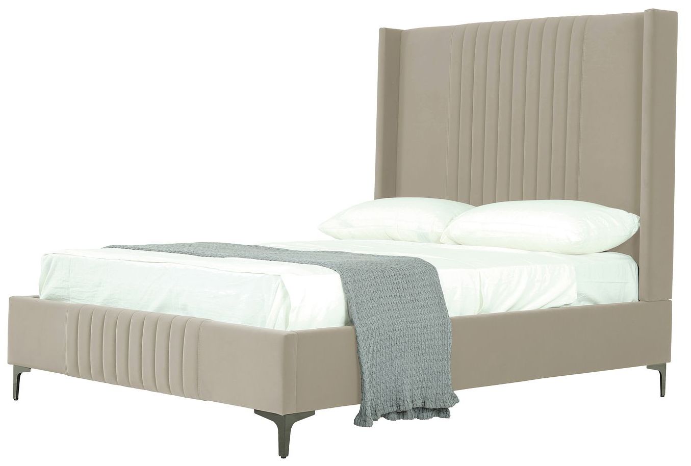 Promenade Mid-Century Modern Velvet Upholstered Full Bed in Rustic Taupe