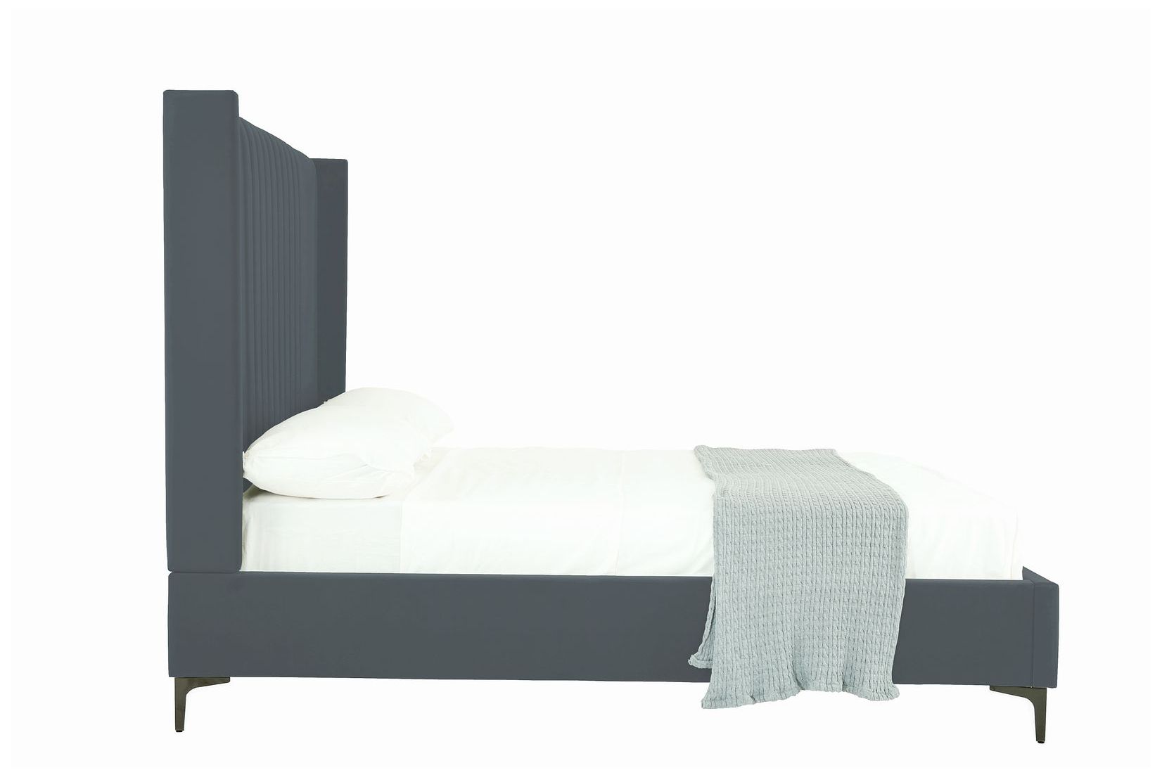 Promenade Mid-Century Modern Velvet Upholstered Full- Size Bed in Grey