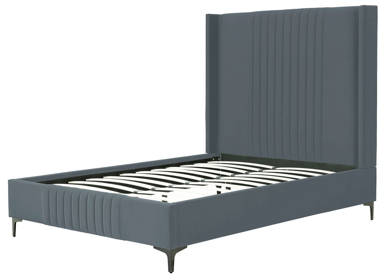 Promenade Mid-Century Modern Velvet Upholstered Full- Size Bed in Grey