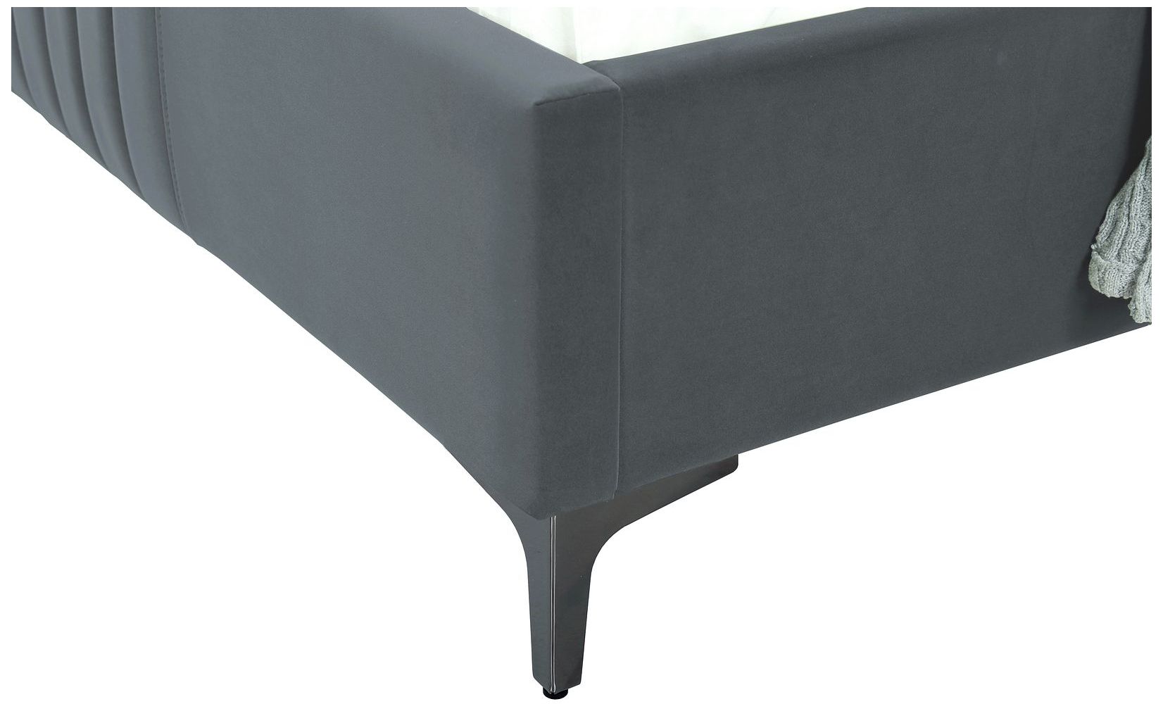 Image 6 Promenade Mid-Century Modern Velvet Upholstered Queen-Size Bed in Grey more views