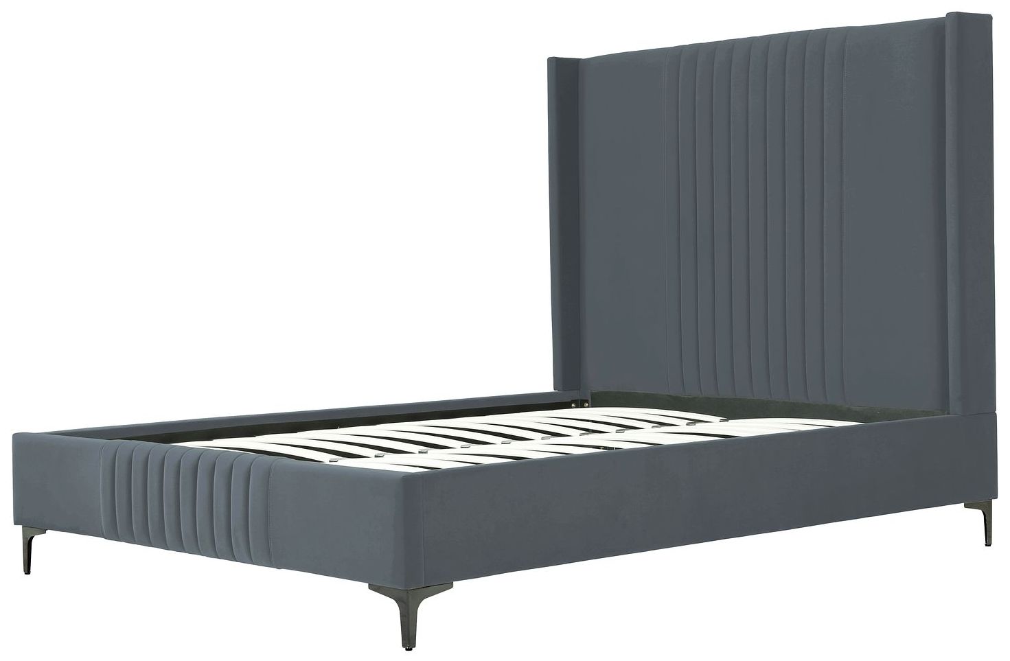 Promenade Mid-Century Modern Velvet Upholstered Queen-Size Bed in Grey