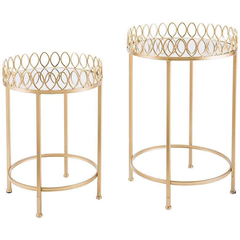 Image 1 Promenade Mirrored and Gold Tray Tables - 2-Piece Set