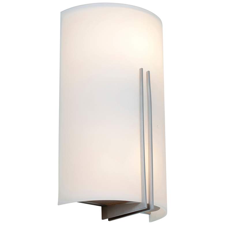 Image 1 Prong 7.25" Wide Brushed Steel Vanity Light w/ White Glass Shade