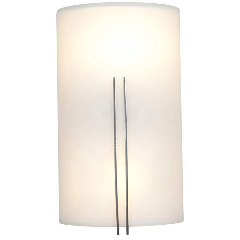 Image 3 Prong 7.25" Wide Brushed Steel Vanity Light w/ White Glass Shade more views