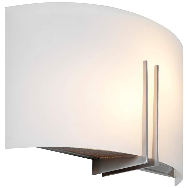 Image 1 Prong 7 1/2" High Brushed Steel Bath Light with White Shade
