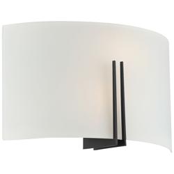 Prong - E26 LED 12&quot; Wall Sconce - Matte Black Finish - White Glass