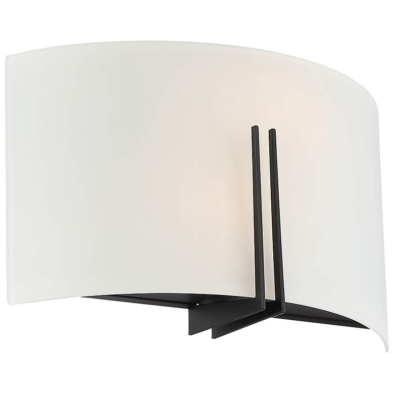 Image 5 Prong - E26 LED 12" Wall Sconce - Matte Black Finish - White Glass more views