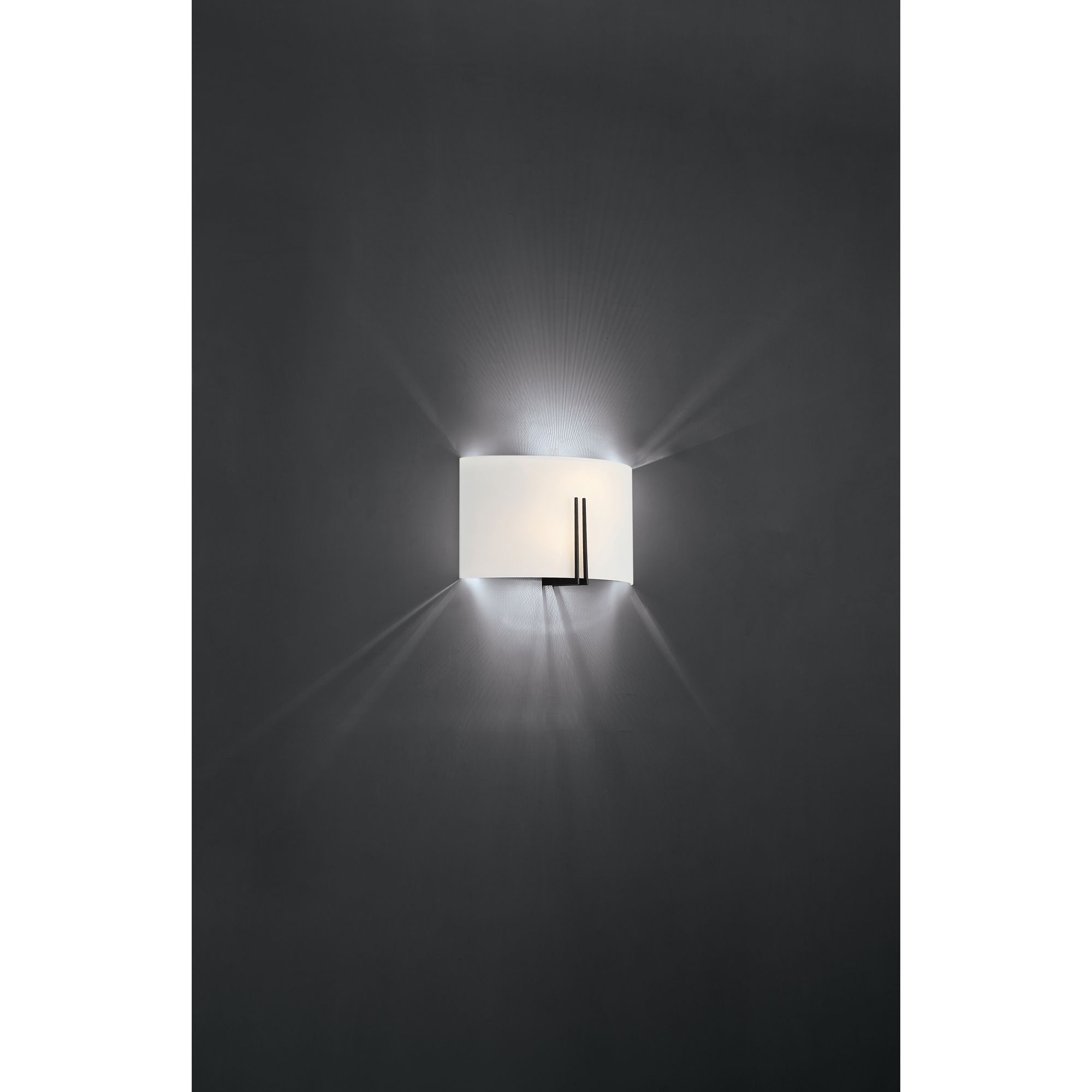 Prong - E26 LED 12" Wall Sconce - Matte Black Finish - White Glass