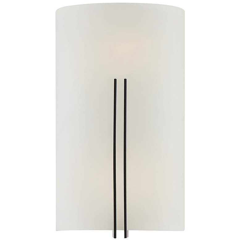 Image 2 Prong - E26 LED 13" Tall Wall Sconce - Matte Black Finish - White Glas more views